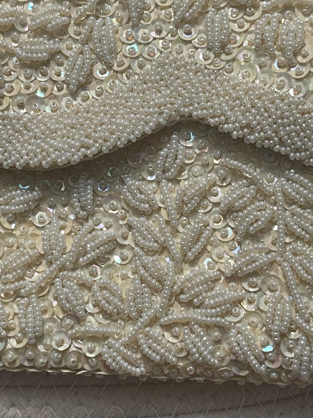 Beaded Ivory Sequin Envelope Clutch - Designer Style